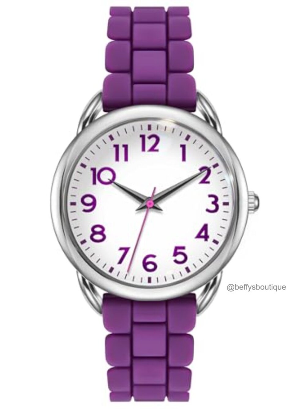 35mm Women's Big Face Easy Reader Watch Silicone Strap Water Resistant